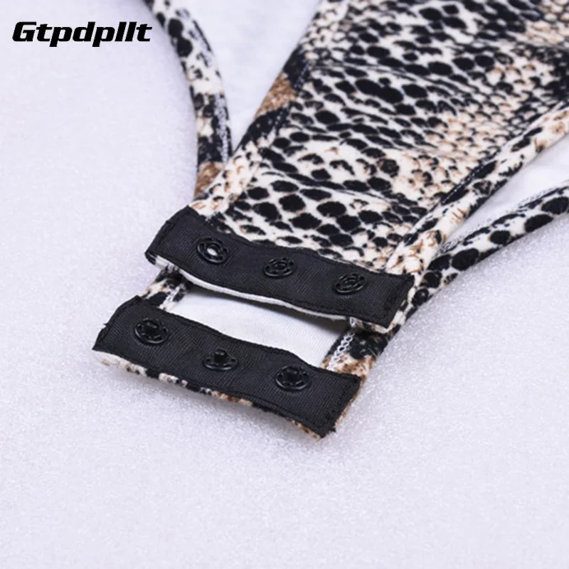 Gtpdpllt snake skin grain Print Bodysuit Women Tops Long Sleeve Autumn Winter Turtleneck Slim Bodysuits Rompers Womens Jumpsuits
