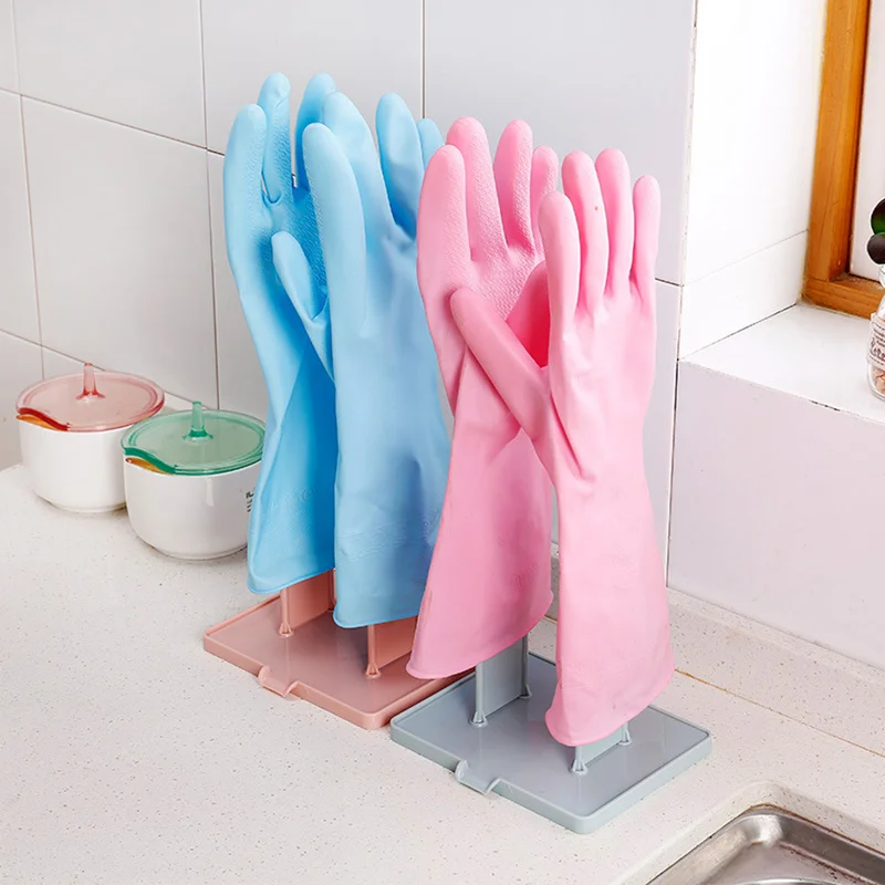 

Practical Kitchen Product Storage Rack Cleaning Cloths Plastic Gloves Drying Stand Rack Bathroom Worktop Shelf Organizer Shelves