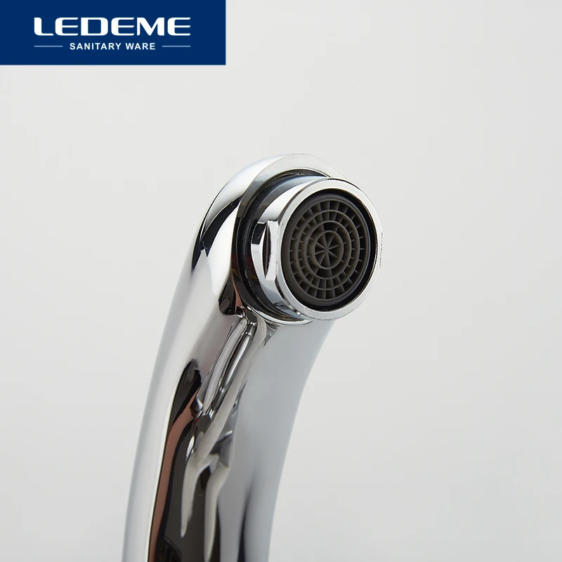 Kaufen LEDEME Becken Wasserhahn Dual Halter Einzel Loch Sterne design Messing Schiff Hahn Bad Wasserhahn Chrom Moderne Wasserfall Armaturen L1087 2