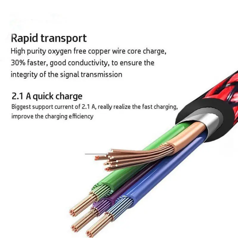 1/2/3 м 3в1 2.1A Высокоскоростной магнитный Плетеный Micro USB/IOS/Type C зарядный кабель шнур