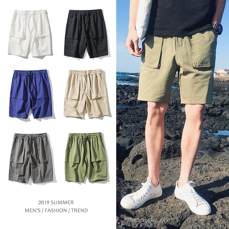 6 Colors Men's Shorts Solid Cotton Casual Shorts Boys 2019 New Summer