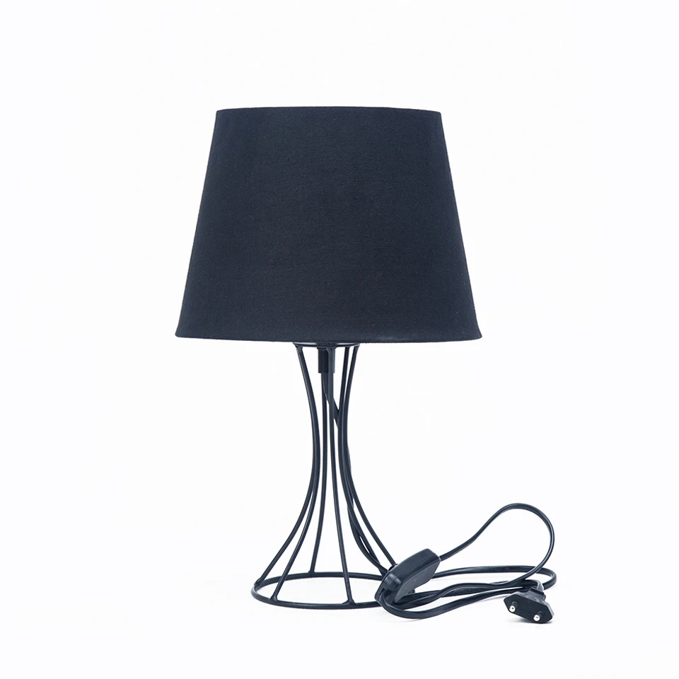 Led E14 Bulbs Table Lamp Black Iron Base Lighting Desk Lamp