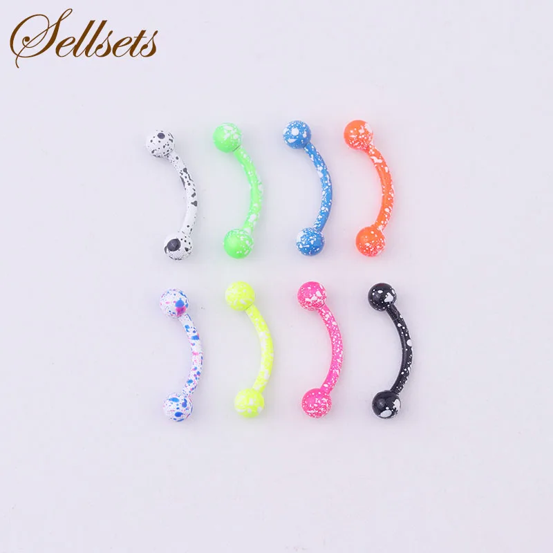 

Sellsets Body Piercing Jewelry Mix 8pcs 16G Stainless Steel Balls Eyebrow Piercing Helix Curved Barbells Eyebrow Ring Wholesale