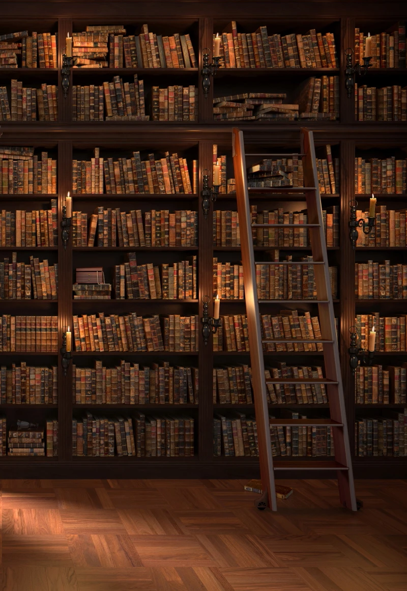 

HUAYI Old book shelves Photography background photoshoot ancient library Backdrop xt-3642