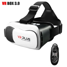 VR BOX 3.0 VR Plus Virtual Reality Goggles Coating Glass Lens Helmet 3D Glasses Headset for 4-6.5’phone + Bluetooth Remote