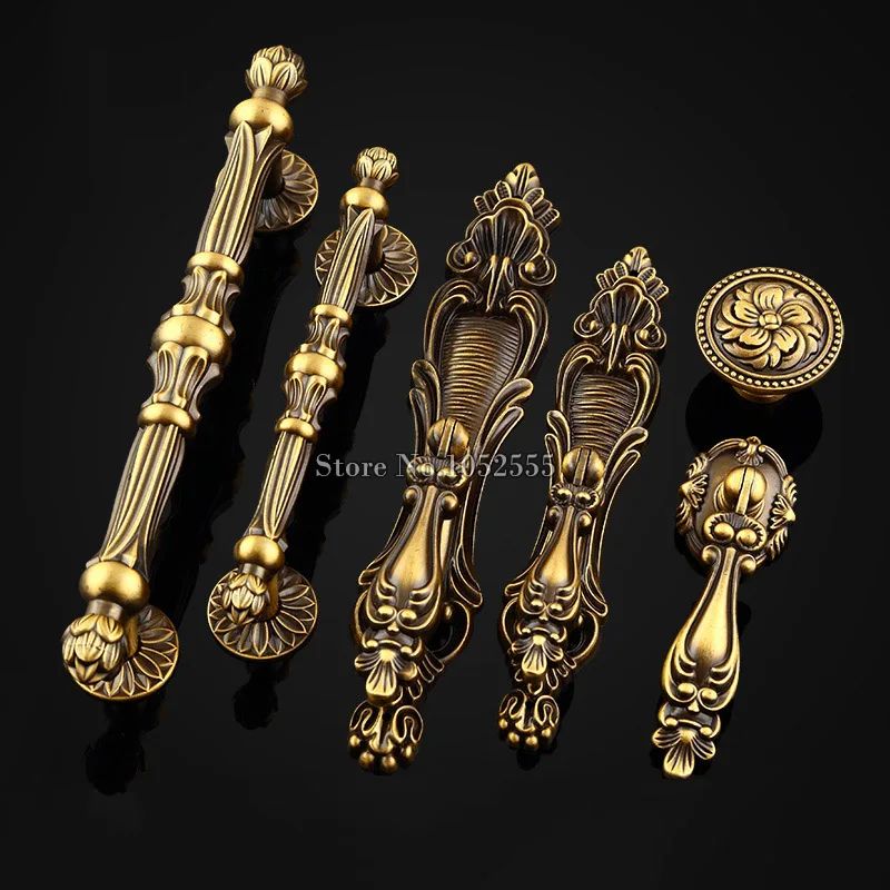

10PCS Top Quality Zinc Alloy Solid Door Handles European Antique Furniture Handles Drawer Pulls Kitchen Cabinet Handles & Knobs