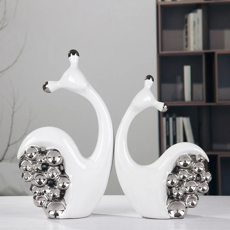 

Modern Europe High-grade Ceramic Silver Plated Snail Vase Fish Butterfly Figurine Home Furnishing Decoration Crafts Ornament Art
