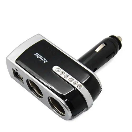 

Dual USB 2 Port with 2 Socket Car DC Cigarette Lighter Power Adapter Phone Charger Splitter for iPhone 5 6 7 Samsung HTC Phone