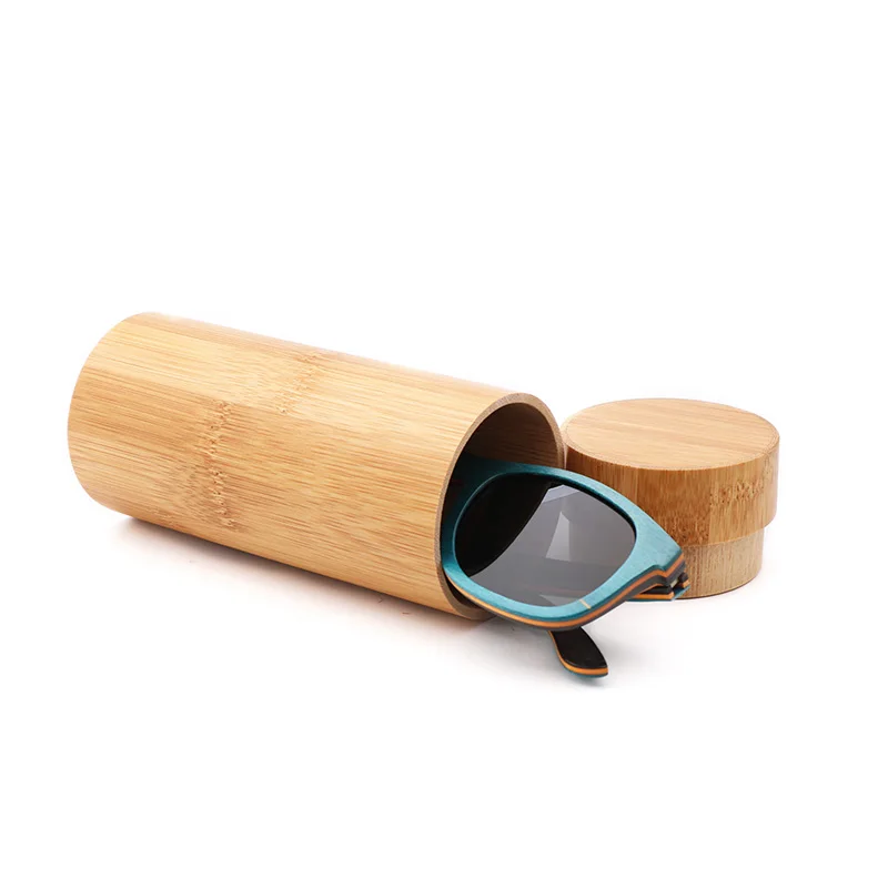 

Retro Handmade Bamboo Glasses Case Men Natural Environmental Protection Cylindrical Vintage Sunglasses box Custodia Per Occhi