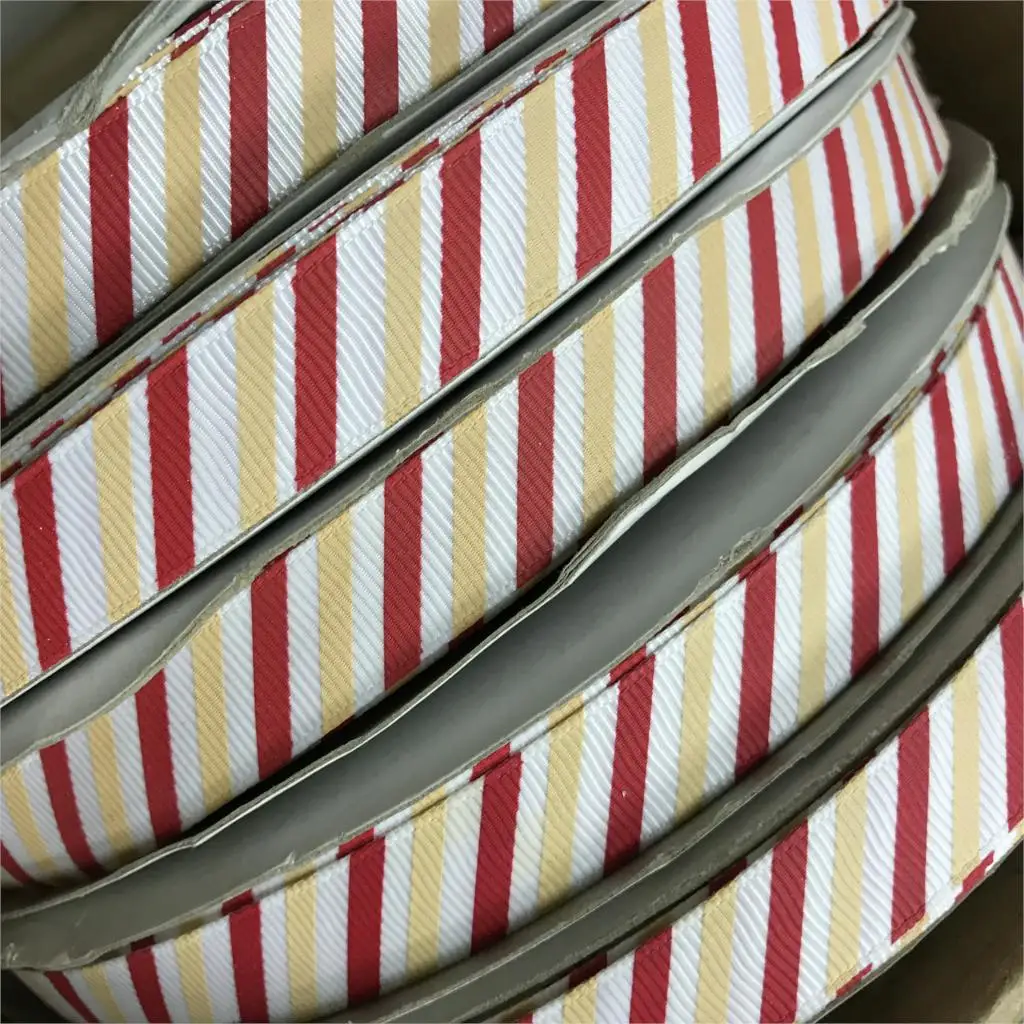 Crazy Discount 5/8" 16mm Red Yellow Stripes Printed Grosgrain Ribbon