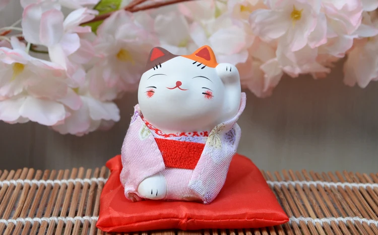 3 шт. фигурки счастливого кота японское кимоно Maneki Neko гипсовые украшения животные котенок миниатюры украшение дома бизнес подарок