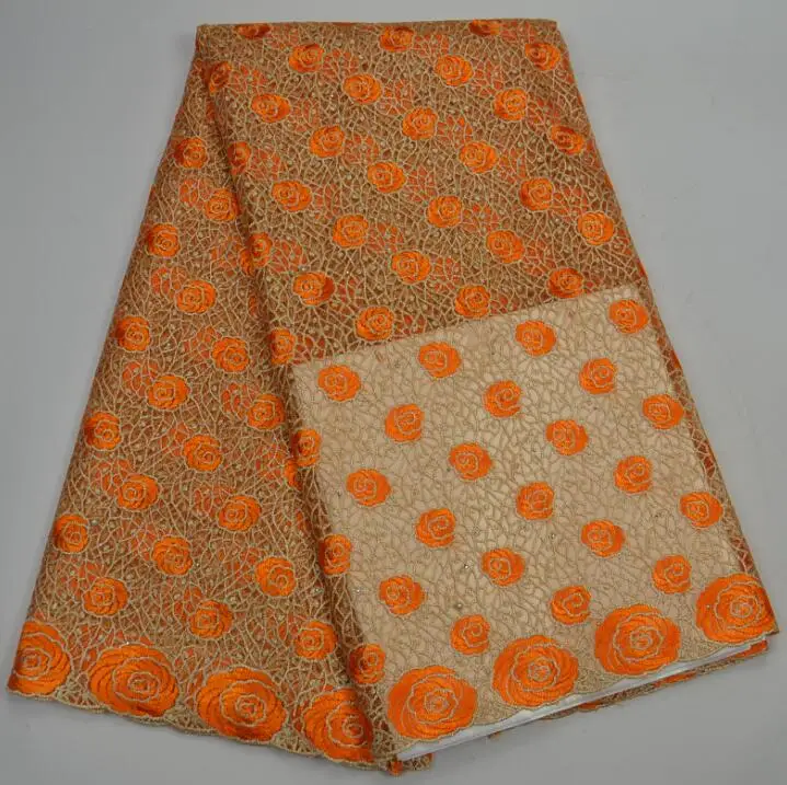 E3946 2017Hot Sale french lace 5yards/lot cheap african orange color