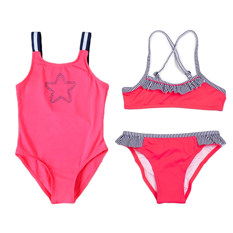 

2019 Summer Fashion Swimsuit for Girls 3-14years Children Beach Wear Girls Cute Ruffle Swimsuit Little Girl Bathing Tankini Suit