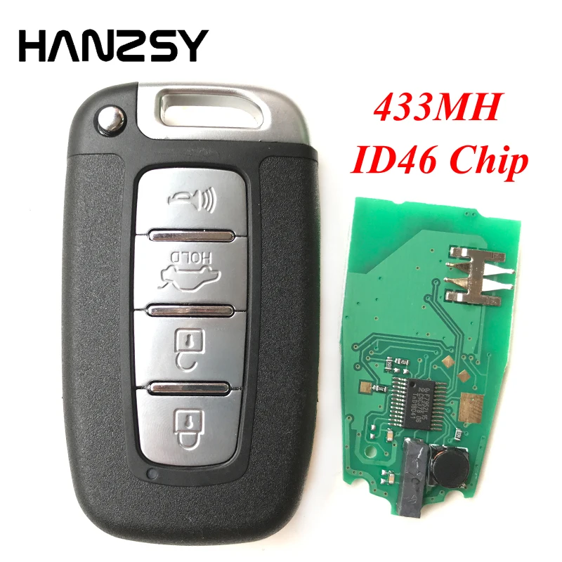 4BT Smart key For Hyundai I30 IX35 Sonata Genesis Equus Veloster 2009 2010 2011 2012 2013 2014 2015 Remote key ID46 Chip 433MHz cadillac srx cts xts dts 2010 2015 smart proximity remote key ask 315 433mhz id46 chip fcc nbg009768t p n 22865375