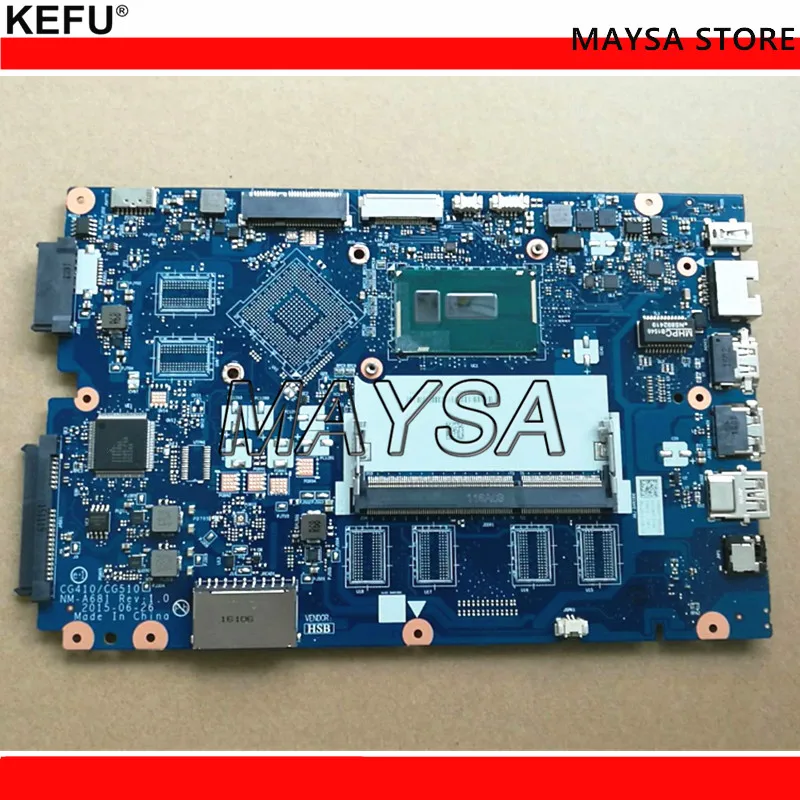 

KEFU Mainboard Fit For Lenovo Ideapad 100-15IBD Laptop motherboard CG410 CG510 NM-A681 With i5 CPU ddr3 works full test