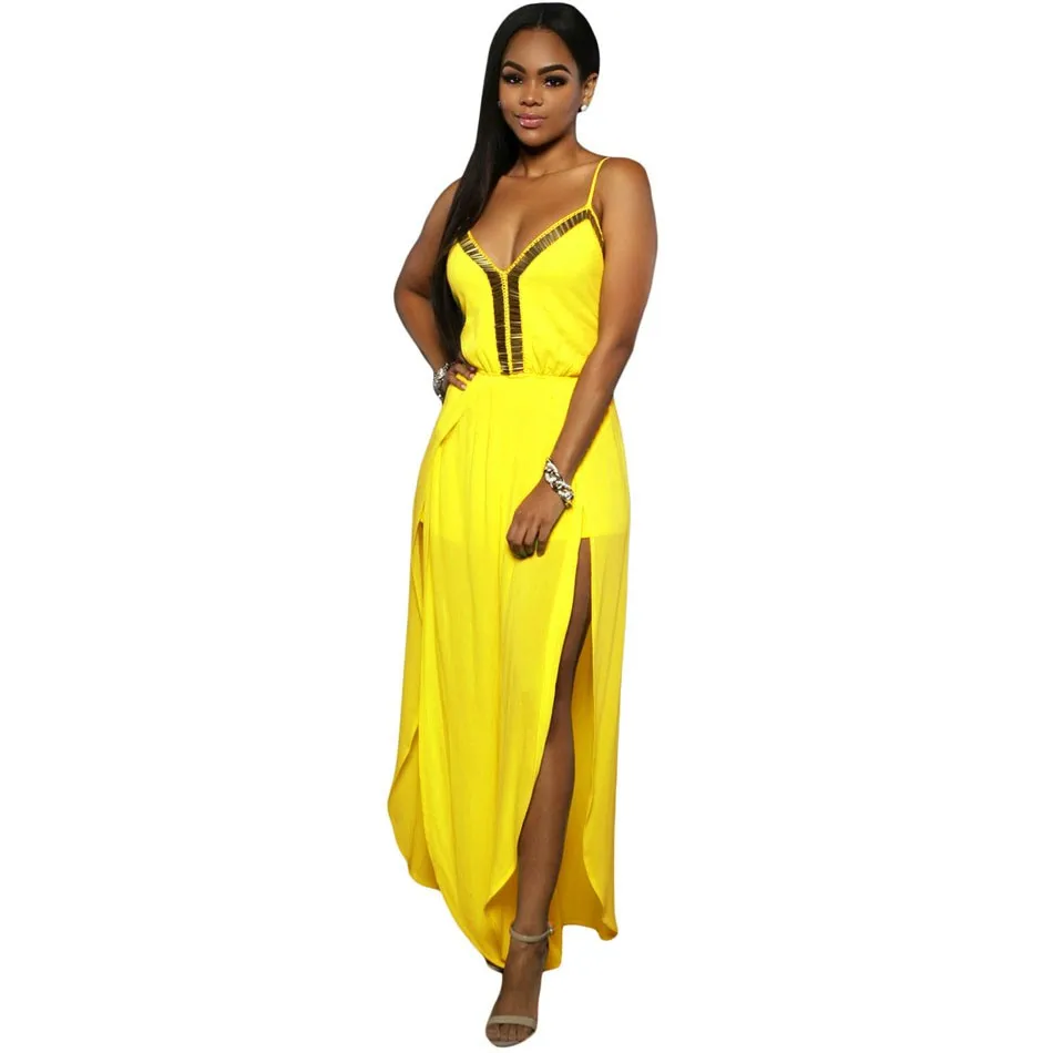 Sexy Spaghetti Strap maxi women jumpsuit Long sequin bodysuit Cross Back High Split womens romper Overalls (9)