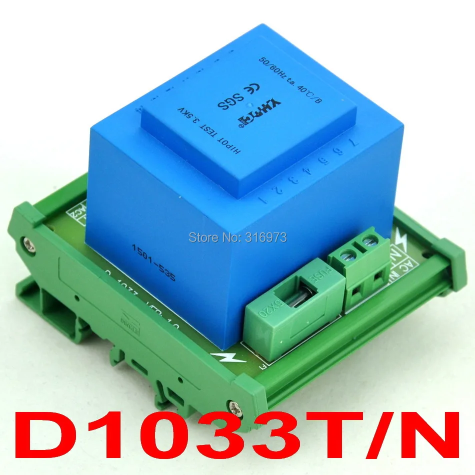 

P 230VAC, S 9VAC, 20VA DIN Rail Mount Power Transformer Module, D-1033T/N,AC9V