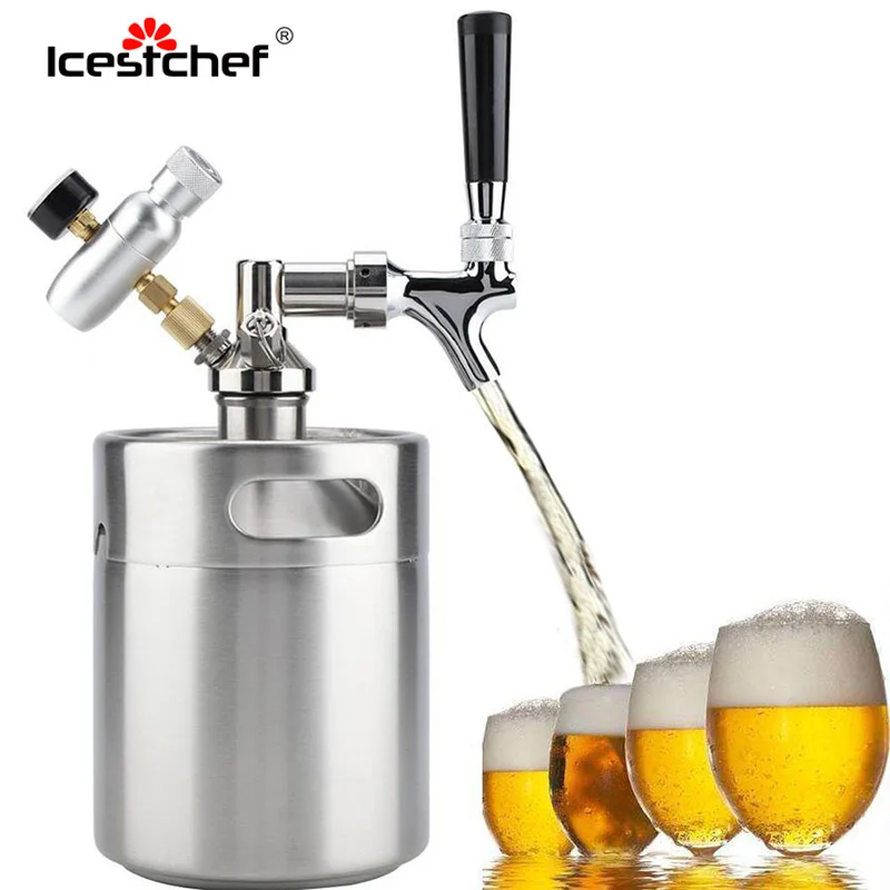 ICESTCHEF 2L мини из нержавеющей стали пивной бочонок ремесло пивной дозатор пивной гроулер бочонок стальная кега для пива пивоварения оборудование