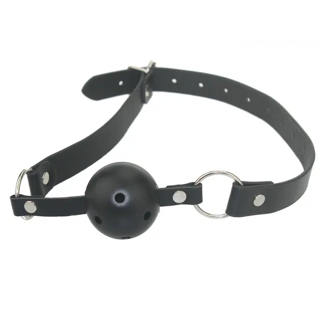 Black BDSM Mouth Ball Gag PU Leather Mouth Gag Ora