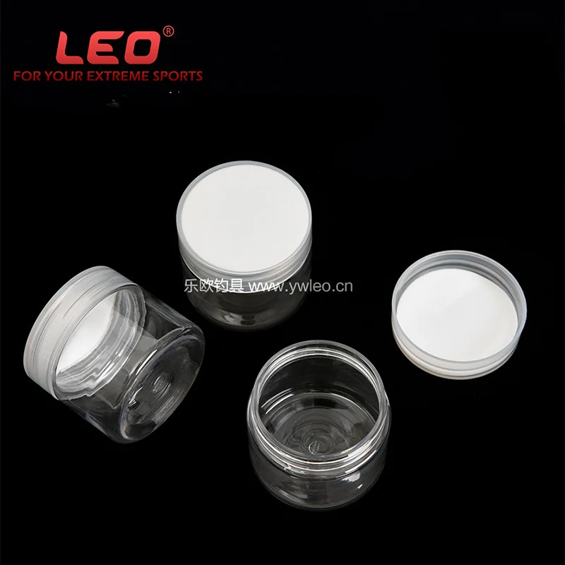 

Leo1pc 50ml PET Fishing Lure Bottle 50x43mm Transparent Little Wild Mouth Bottle Lure Bait Storage Bottle Fishing Tools Portable
