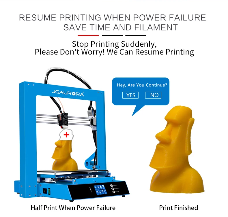 JGAURORA A1 3d принтер большого размера плюс 300x300x300 мм сплав экструдер силовой сбой повторная печать 3D Drucker