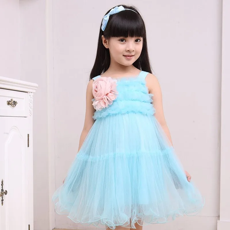 2014 newest summer girls trumpet sleeveless solid flower sweet tutu ...