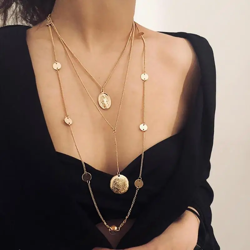 

Fashion New Multiple Layers Bead Wafer Sequins 8 Tassel Clavicle Necklace Collares Bijoux For Women Jewelry Chain Choker