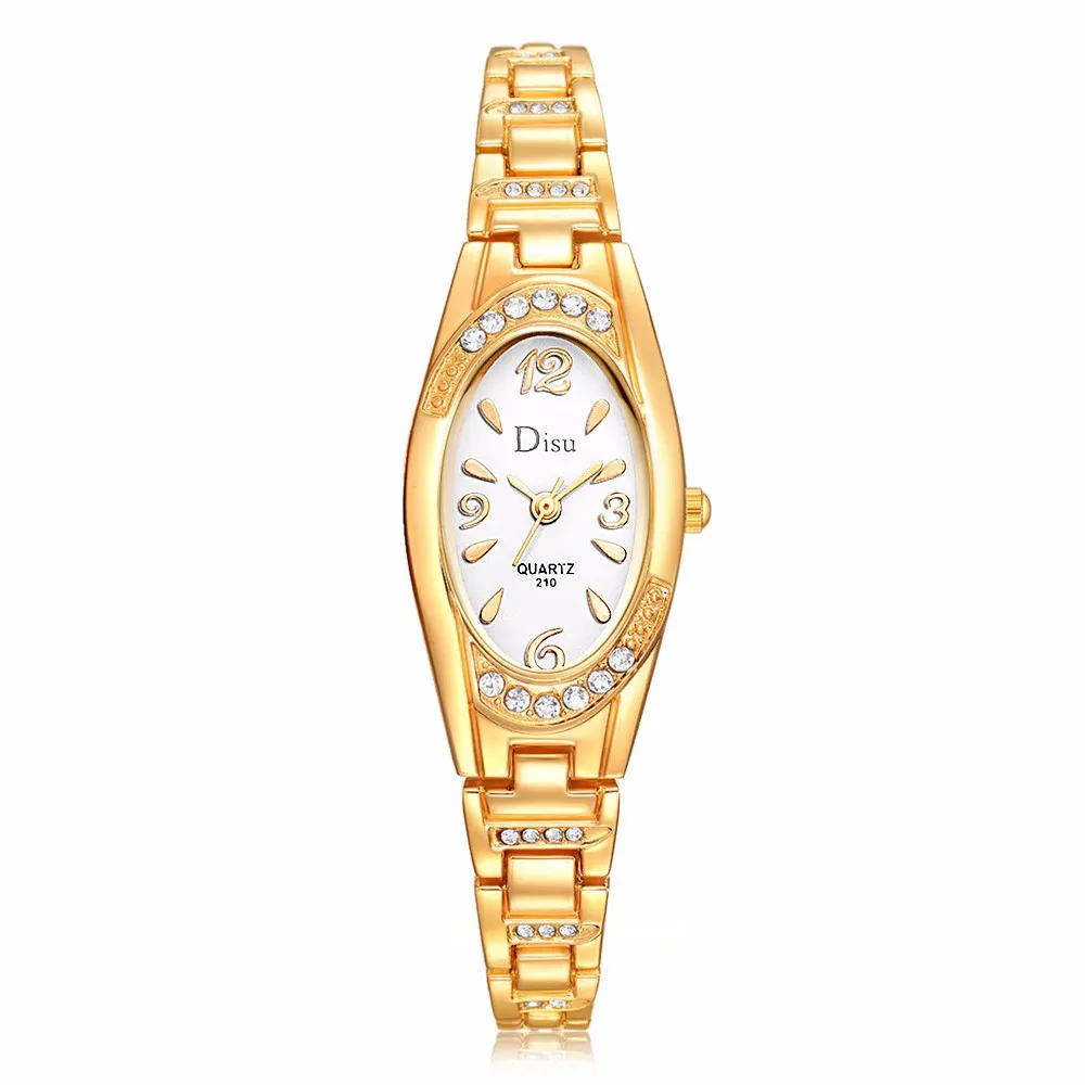 Новая мода горный хрусталь часы Для женщин Элитный бренд Нержавеющая сталь браслет женские часы кварцевые платье часы reloj mujer A4