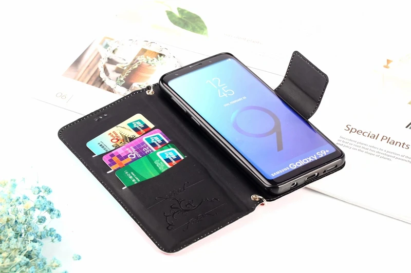 3D бисера кожаный бумажник чехол для Galaxy S10 S10e S9 плюс Note8 S8(A5 A7 J3 J5 J7) Европа Жемчужный Цветок Bling откидная крышка на