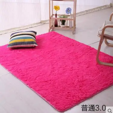 Сплошной цвет длинные волосы ковры лохматый мягкий области спальня гостиная Нескользящие детский коврик плюшевые коврик для прихожей большой разм - Цвет: Rose Red