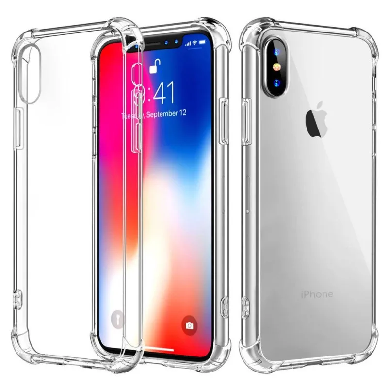 Shockproof Soft Silicone Clear case for iPhone 7 X 8 6s