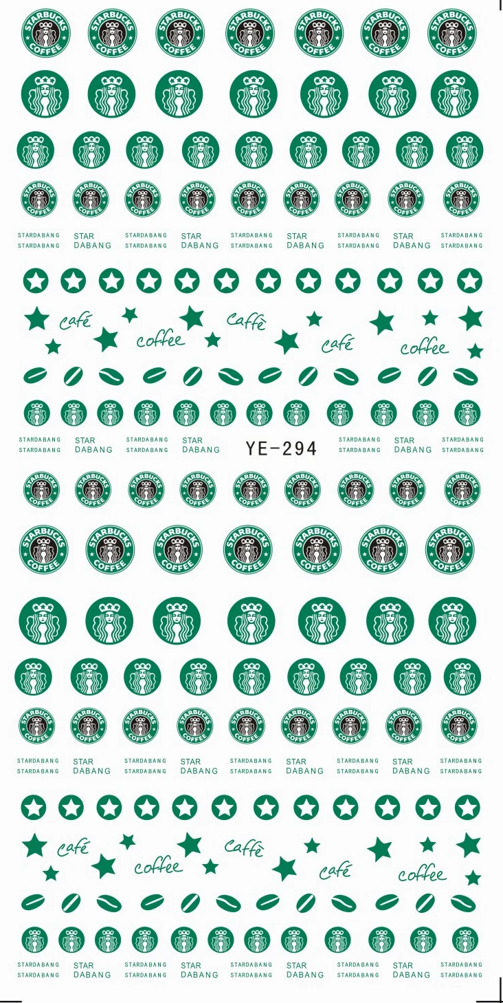 

WATER TRANSFER DECAL NAIL ART NAIL STICKER COFFEE CANDY NOTE YE294-296