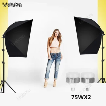 

75W Lamp bulbs LED photography Double set single lamp head Studio Light stand softbox kit video beauty photo fill light CD50 T10