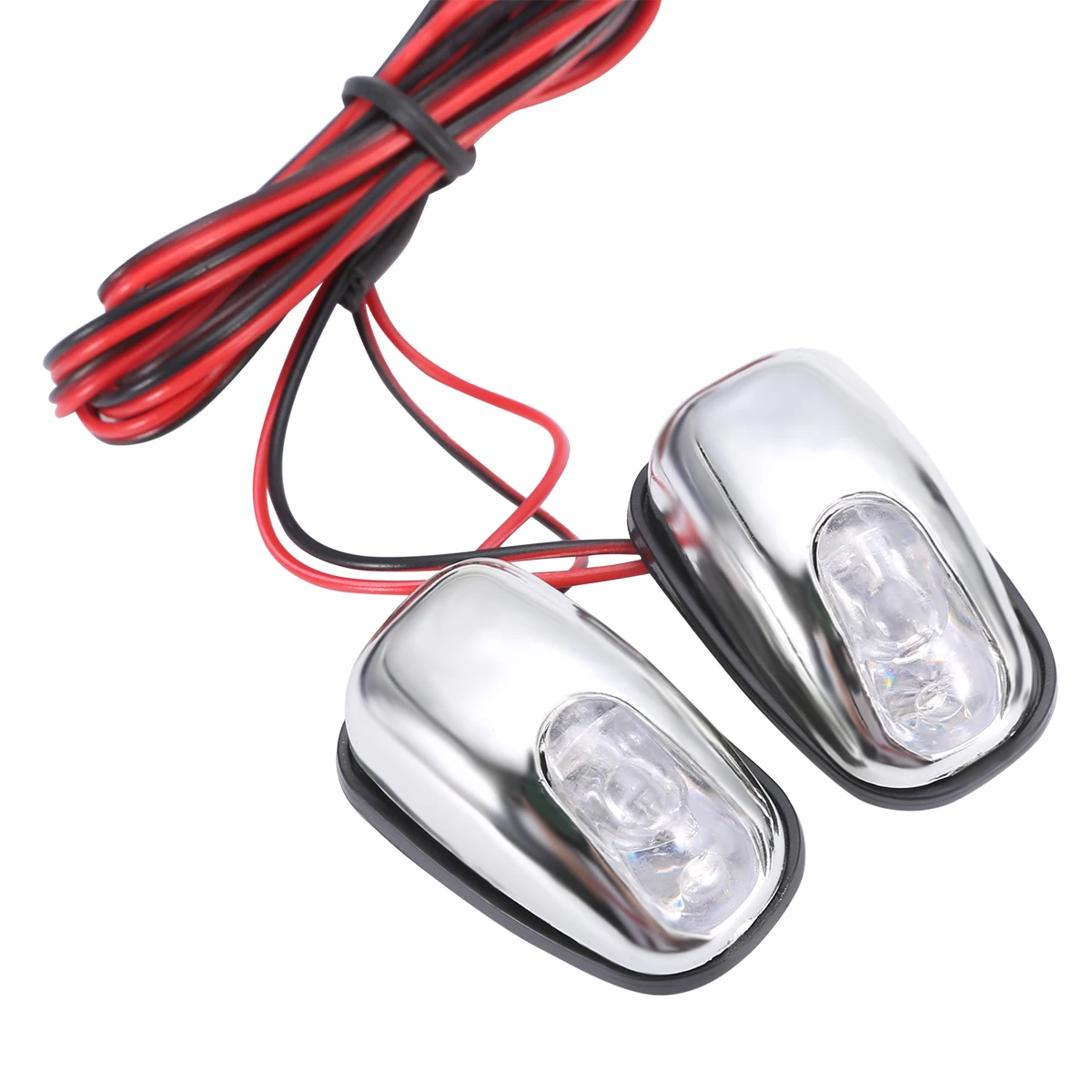 New Pair Chrome White LED Light Lamp Windshield Jet Spray Nozzle Wiper Washer Eyes for Car Decorative Lamps
