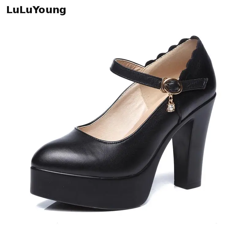 Black High Heels Platform Shoes Women Ol Office Pumps Plus Size 43 Sy-2803
