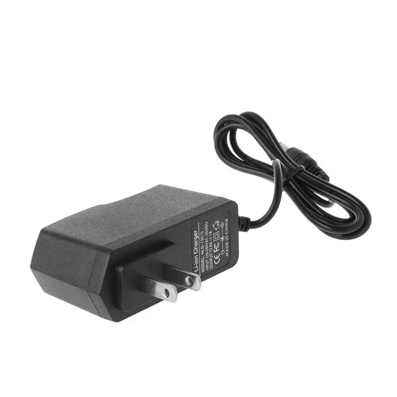

EU/US Plug 12.6V 1A Lithium Battery Charger 18650/Polymer Battery Pack 100-240V 5.5MM x 2.1MM Charger With Wire Lead DC Constan