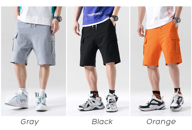 Мужские свободные однотонные шорты Карго с цветным блоком, уличная одежда 2019, мужские повседневные шорты Харадзюку в стиле хип-хоп с