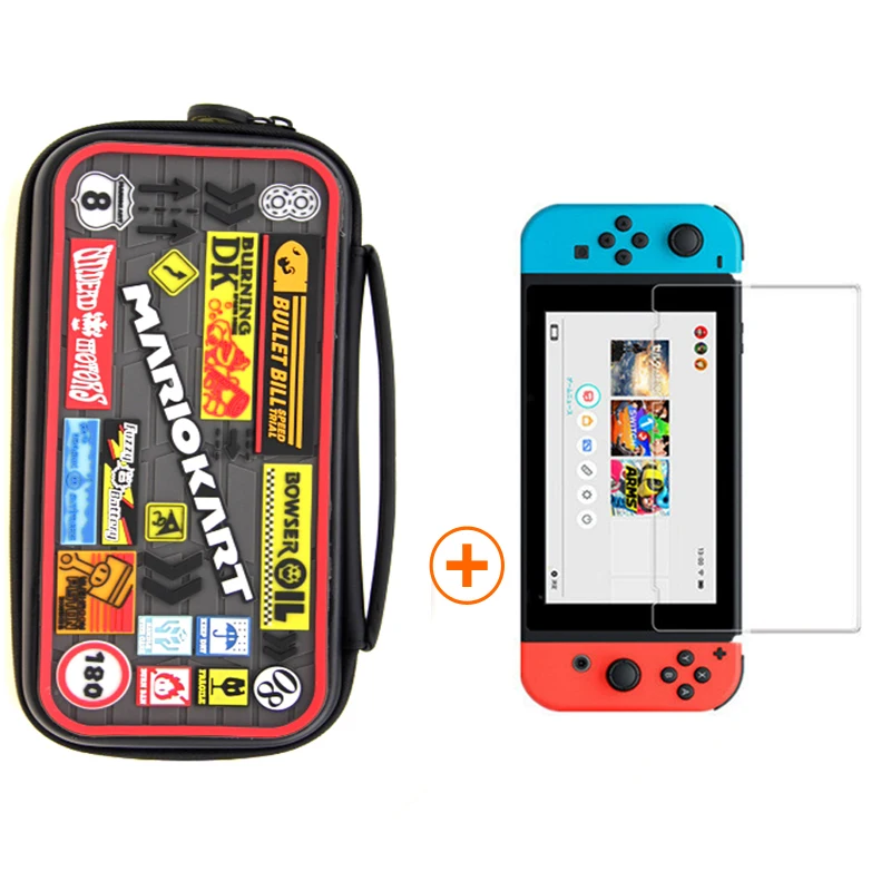 Для Nintendo Switch чехол для переноски аксессуары сумка для хранения из твердого пластика EVA чехол для путешествий для консоли NS силиконовый Портативный сумка - Цвет: 2 in 1 set  glass