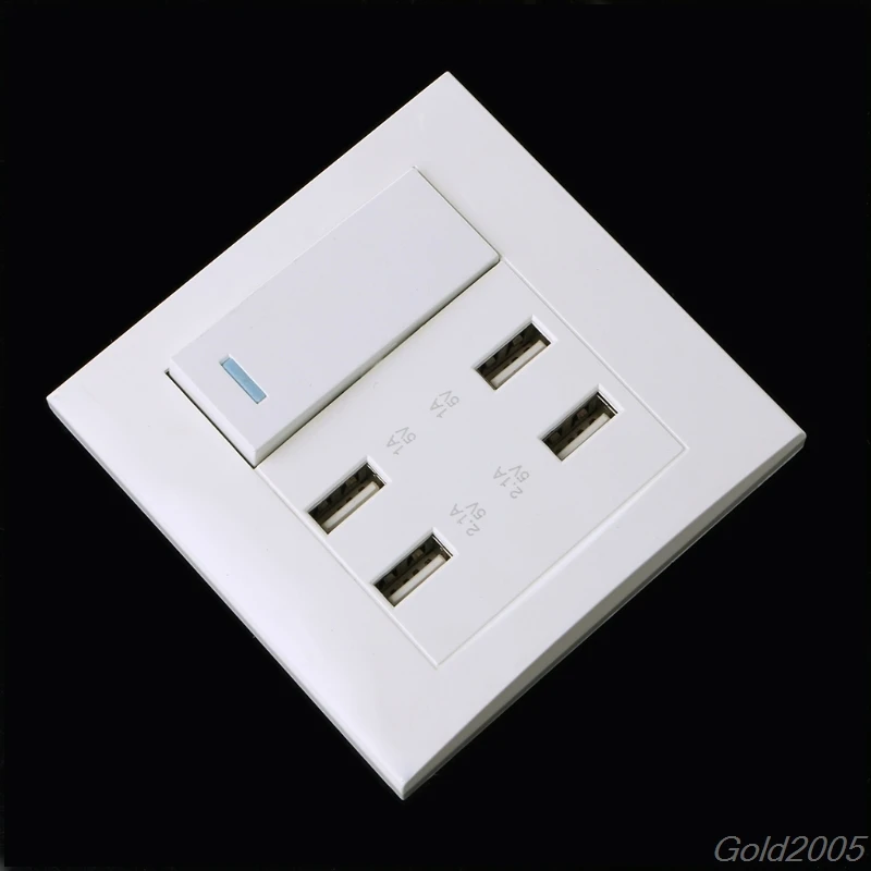 

220V 10A Wall Switch Socket 4 Port USB Charger Power Outlet Adapter Panel G07 Drop ship