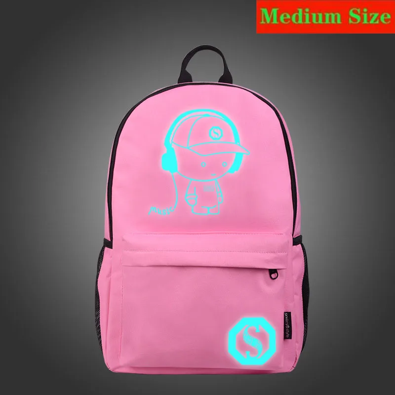 Аниме светящийся школьный рюкзак для мальчика, студенческий рюкзак на плечо до 15,6 дюймов с usb зарядным портом и замком, школьная сумка черного цвета - Цвет: style 10 medium size