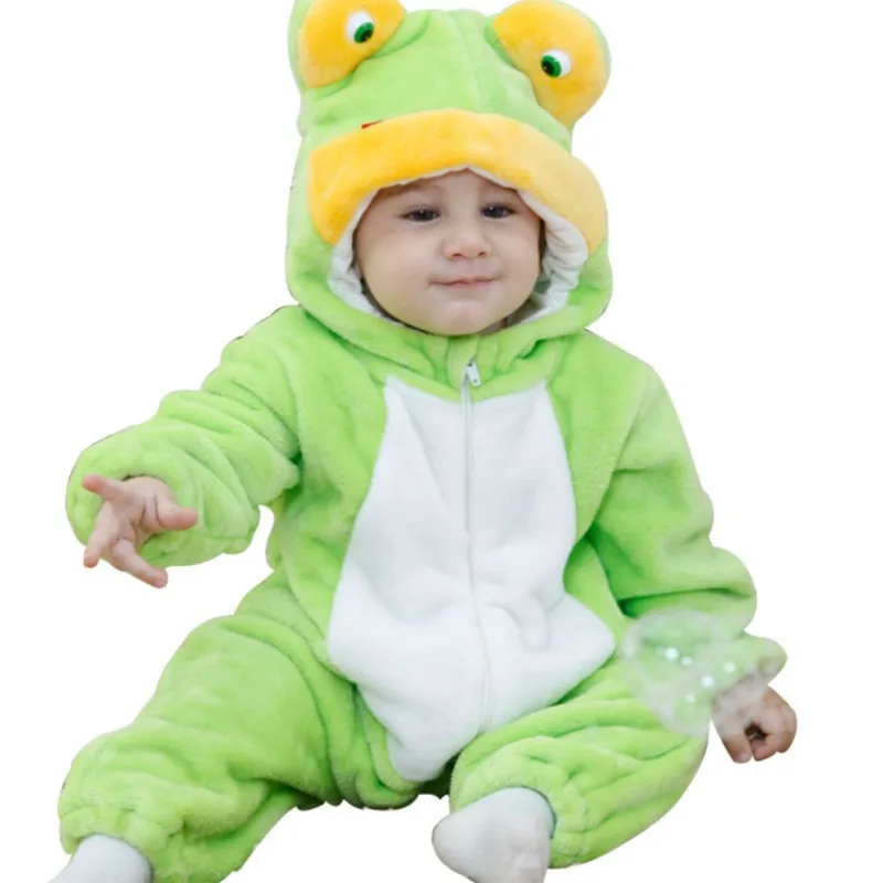 Мультфильм фланелевые детские комбинезоны с капюшоном динозавров кролик животного для маленьких мальчиков девочек комбинезоны Одежда для новорожденных год Y13