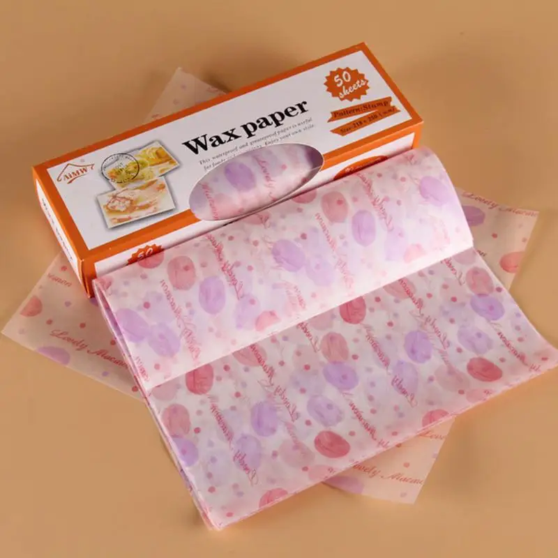 

50pcs Oil-proof Wax Paper For Food Wrapper Paper Bread Sandwich Burger Fries Wrapping Baking Tools Fast Food Packaging Paper