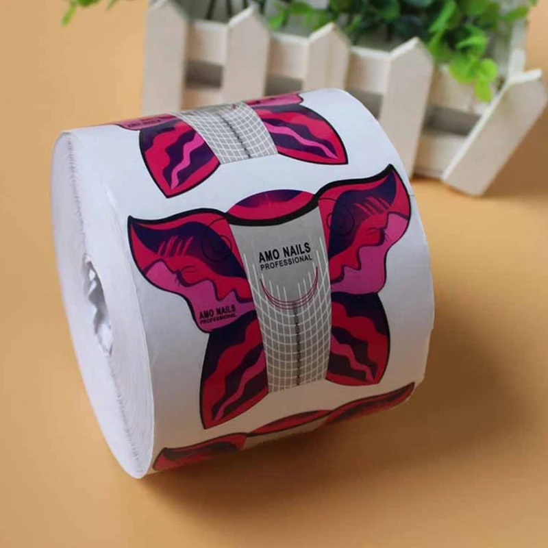 

500pcs Nail Extension Form @Butterfly Nail Guide Tip Forms Red/Grey Nail Sticker Builder Curl Form For Manicure Art Acrylic Tip&