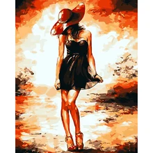 Платье картина с изображением девушки по номерам на холст своими руками девушка цифровая картина Раскраска по номерам осенний домашний декор Подарочный плакат