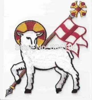 

6.5" Agnus Dei Lamb of God Christian SCA FLAG Movie Embroidered LOGO Iron On Patch Customized patch available