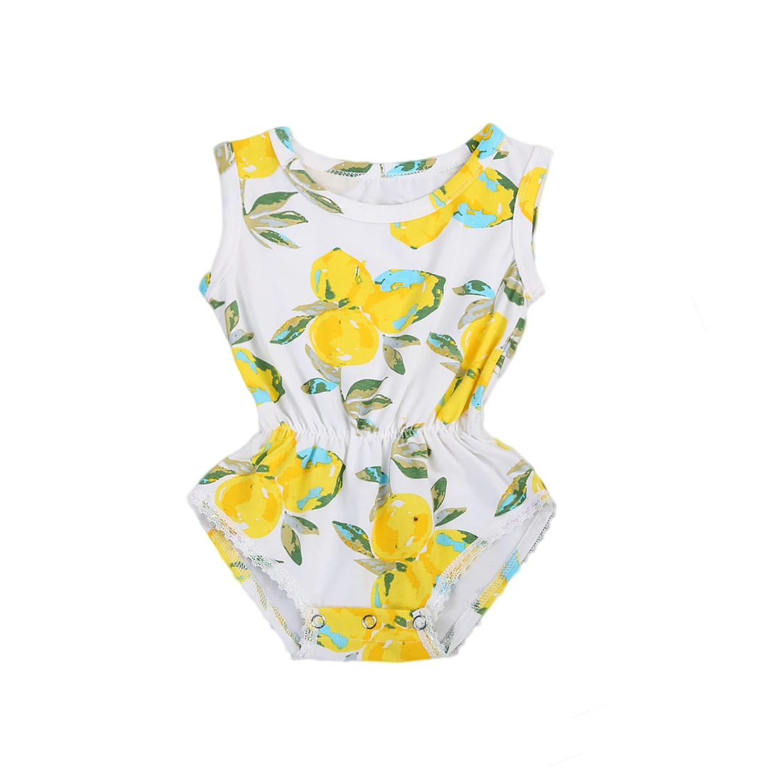 Summer Infant Baby Girl Lemon Romper Jumpsuit Outfit Sunsuit One Piece