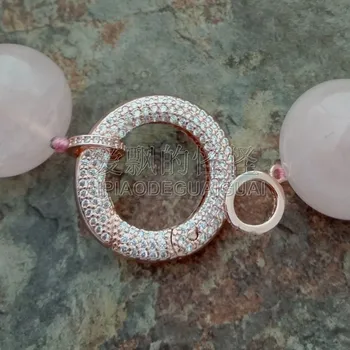 

N092616 18" 20mm Round Smooth Rose Crystal Necklace