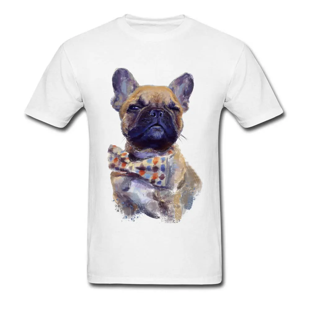 French Bulldog Round Collar T Shirts Father Day Tops T Shirt Short Sleeve Cheap Cotton Party Tee Shirt Personalized Mens French Bulldog white