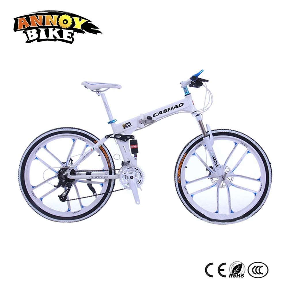 26 inch Aluminum alloy 21/24/27 speed Double disc brake bicycle Double shock absorption Oil spring fork Folding mountain bike 26 inch Aluminum alloy 21/24/27 speed Double disc brake bicycle Double shock absorption Oil spring fork Folding mountain bike