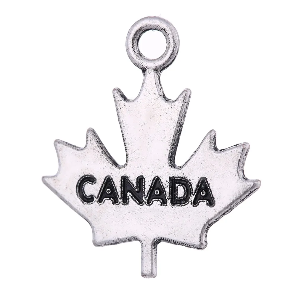 10pcs Charms Canada Maple Leaf 22.7x19.5mm Antique Silver Pendant